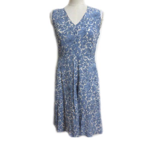 マックスマーラ ウィークエンドライン Max Mara Weekend Line ワンピース 水色 ひざ丈 ノースリーブ 花柄 シルク Vネック 36 S タグ付 Ibs17 X レディース 070 ベクトルパーク