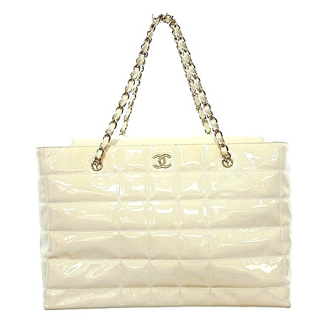 シャネル CHANEL チョコバー チェーン トートバッグ 7番台 パテント 