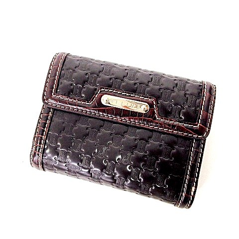 二つ折り財布 CELINE マカダム柄 Wホック 未使用品 ヴィンテージ