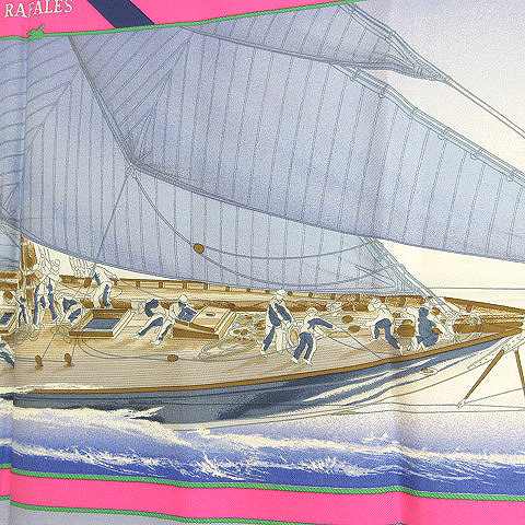 HERMES エルメススカーフカレ90 疾風RAFALES 船 - バンダナ・スカーフ