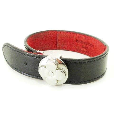 Louis Vuitton ブラック レザーバングル ブレスレット（ルイヴィトン  