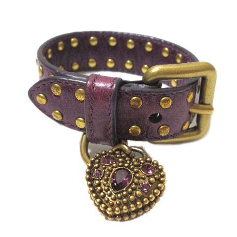 ミュウミュウ miumiu ブレスレット ハート レザー スタッズ ライン 