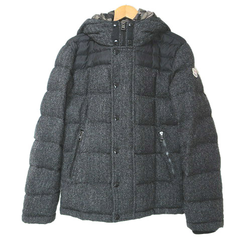 MONCLER 黒 ダッフルコート レディース 酷かっ ウール風｜ダッフルコート