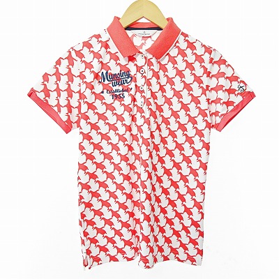 美品】マンシングウェア Munsingwear ゴルフ ポロシャツ 赤 柄