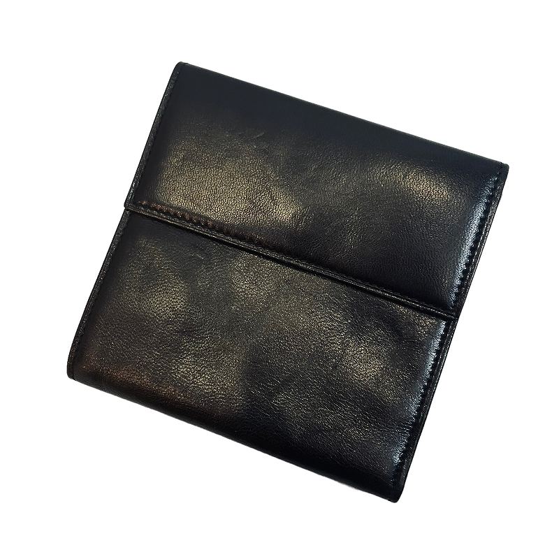 美品 CELINE Wホック 折財布 レザー ブラック セリーヌ CELINE Wホック ヴィンテージ 二つ折り財布 レザー