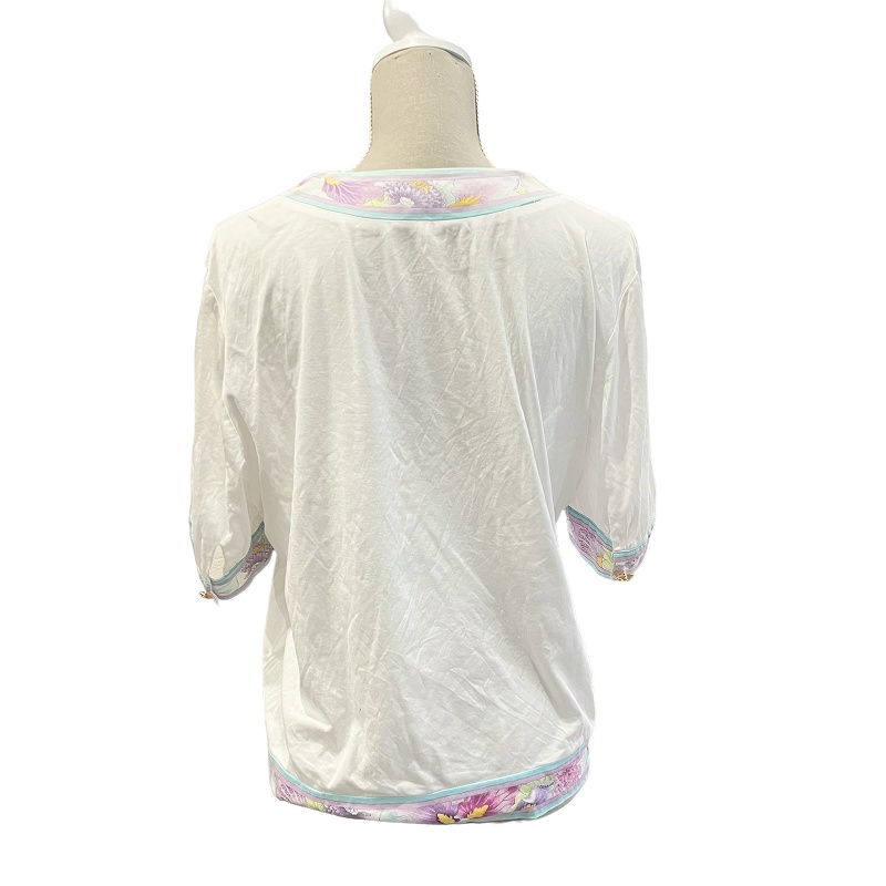 レオナール LEONARD Fashion ヘンリー 半袖 カットソー 花柄 ライン 