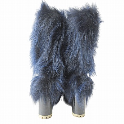 クロエ CHLOE 美品 ロング ブーツ ハラコ ファー リボン ハイヒール 