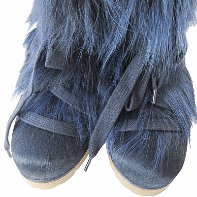 クロエ CHLOE 美品 ロング ブーツ ハラコ ファー リボン ハイヒール 