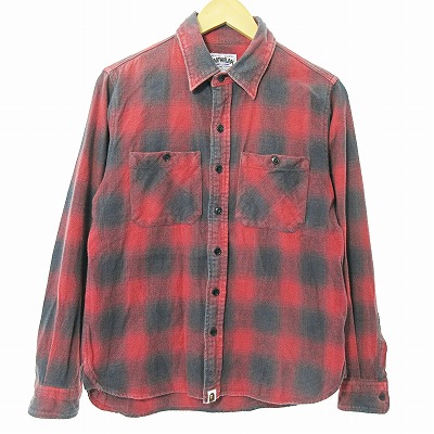 アベイシングエイプ A BATHING APE ネルシャツ 長袖 オンブレ チェック 