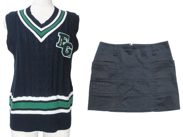 FILA GOLFベスト スカート セット新品未使用 フィラ FILA GOLF 上下セット ベスト スカート ゴルフ ウエア ニット