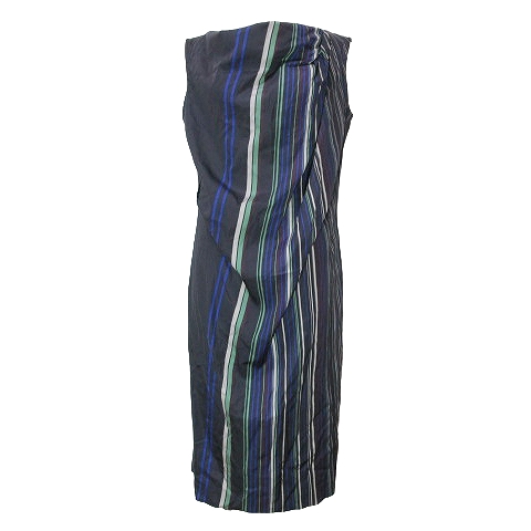 ピノーレ PINORE ワンピース ひざ丈 ストライプ ノースリーブ ドレープ  