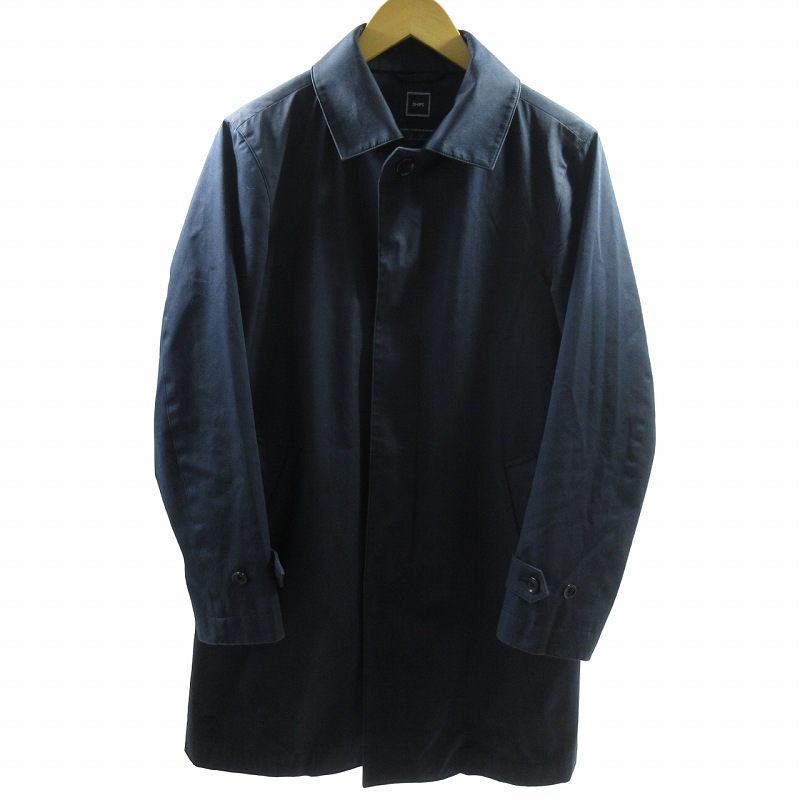 美品 シップス×ロロピアーナ ステンカラーコート ダウンライナー付 ネイビー S シップス SHIPS xロロピアーナ 近年 ステンカラーコート ダウン