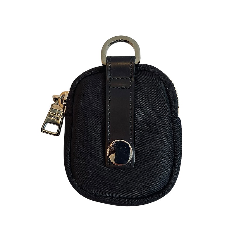 プラダ PRADA ミニポーチ ナイロン 三角ロゴ イヤホンケース 黒