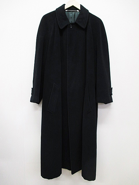 エルメス HERMES ステンカラーコート 起毛 ロング 46 黒 S A3644