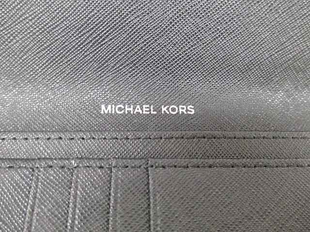 マイケルコース Michael Kors 長財布 美品 三つ折り 黒 レザー ブラック 小銭入れ D7034 メンズ レディース 072 ベクトルパーク