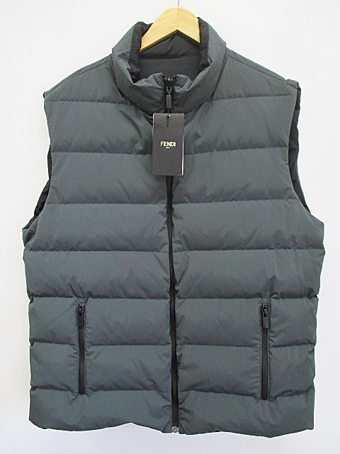 未使用品 フェンディ FENDI ダウンベスト 56 黒 グレー モンスター  