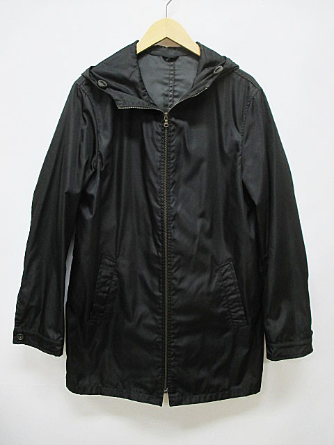 PRADA プラダ ブラック トライアングルロゴナイロンコート フード付き 楽天市場】プラダ PRADA ウールブレンドフーディー