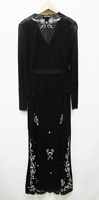 VIVIENNE TAM ワンピースドレス黒 Vivienne Tam ブラック ラップドレス VIVIENNE TAMラップスタイル長袖