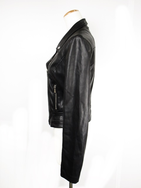 ザラ ZARA ライダースジャケット フェイクレザー S 黒 ブラック