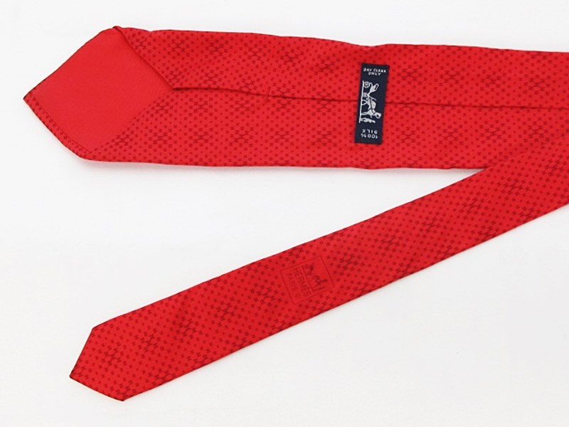 エルメス HERMES ネクタイ H柄 総柄 シルク 赤 レッド ☆AA☆ メンズ