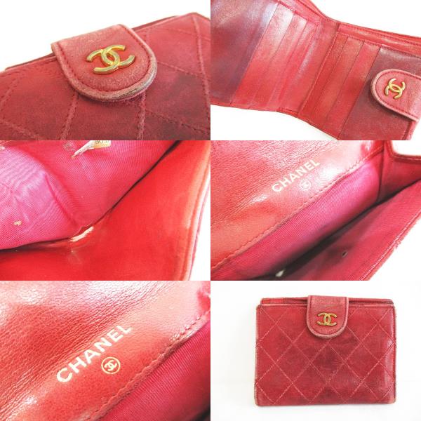 シャネル　二つ折り財布　財布　ブランド　レッド　ピコローレレディース　ココマーク CHANEL - シャネル 二つ折り 財布 レッド ココマーク A13496