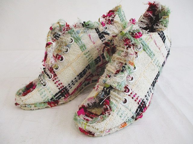 CHANEL シャネル　ツイード　オープントゥ　ヒール　マルチカラー CHANEL シャネルツイードオープントゥヒールマルチカラー