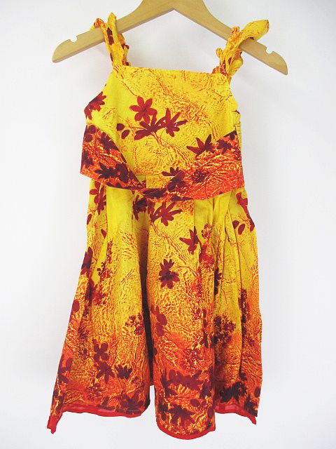 セリーヌ Celine 膝丈 キャミ ワンピース 柄 総柄 ファスナー 110 黄系 イエロー 綿 コットン オンワード樫山 キッズ 077 ベクトルパーク