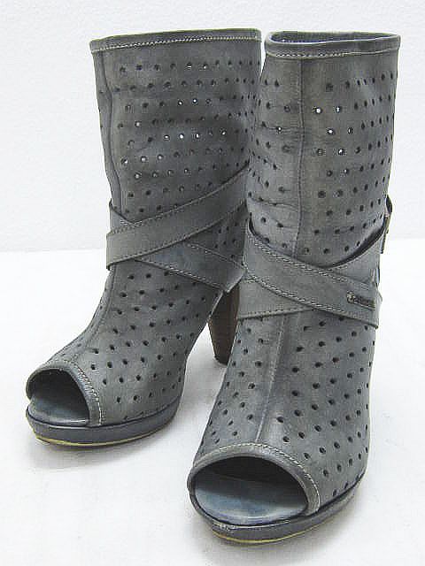 ディーゼル DIESEL ショートブーツ オープントゥ ベルト パンチング 
