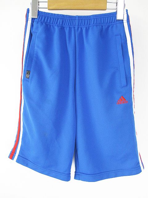 アディダス Adidas ジャージ 膝丈 ハーフ パンツ M 青系 ブルー ウエストゴム ロゴ 文字 刺繍 ライン レディース 077 ベクトルパーク