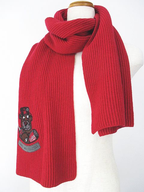 アイスバーグ ICEBERG マフラー ストール 刺繍 リブ ニット レッド 赤  
