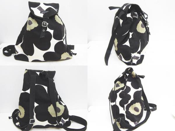 マリメッコ marimekko バックパック リュック 花柄 ロゴ ブラック 黒 