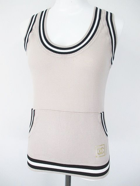 シャネル CHANEL 08P ノースリーブ ニット セーター ベスト 34 