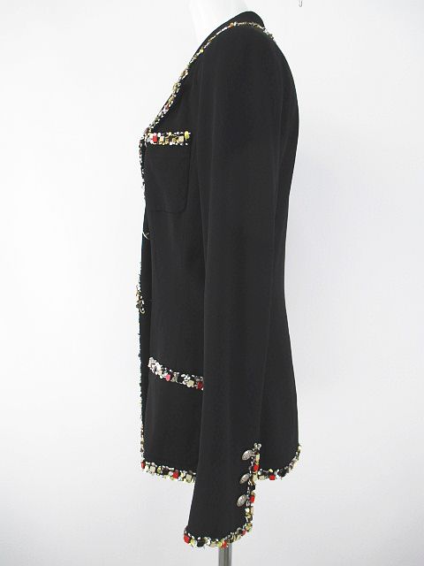 シャネル CHANEL 05C ビジュー ジャケット ダブル ココボタン 裏地 絹