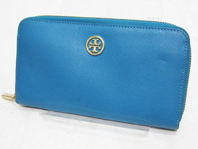 トリーバーチ Tory Burch 長財布 ブランドマーク ラウンドファスナー ターコイズブルー 青 レザー 革 レディース 077 ベクトルパーク