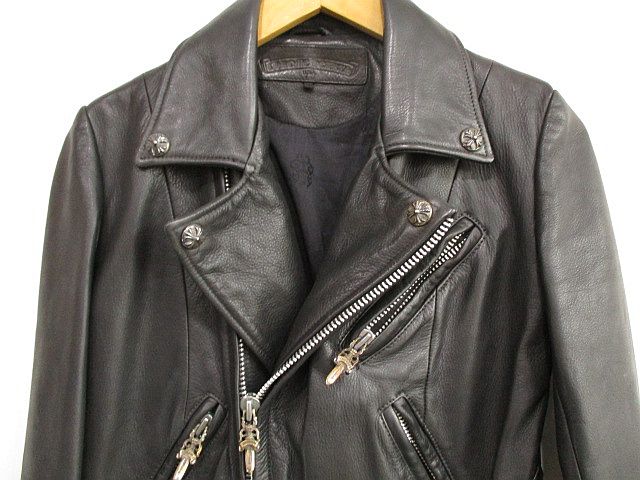 クロムハーツ CHROME HEARTS レザー 革 ダブル ライダースジャケット 