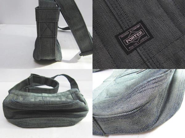 ポーター PORTER デニム ショルダー バッグ 斜めがけ ロゴ