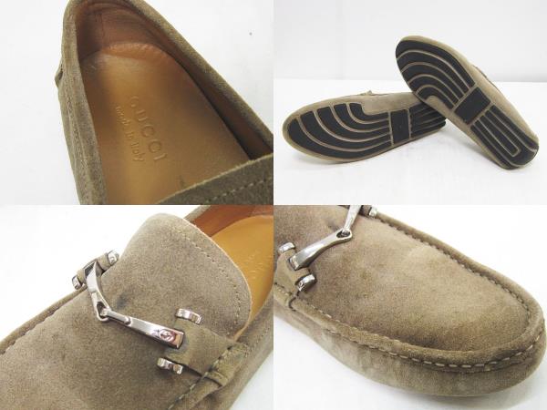 Gucci ベージュ スエード ビットローファー italy製グッチ 8