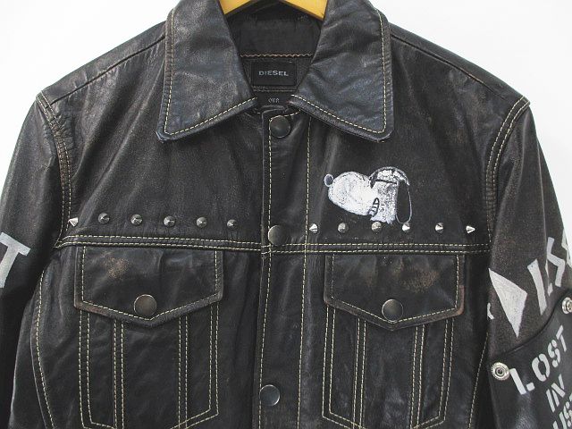ディーゼル DIESEL SUPERIOR レザージャケット 革ジャン ペイント 
