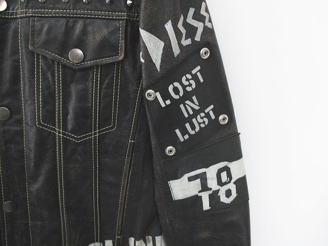 ディーゼル DIESEL SUPERIOR レザージャケット 革ジャン ペイント 