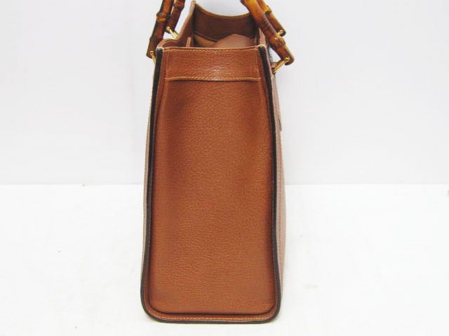 グッチ GUCCI バンブー トート バッグ ブラウン 茶 レザー 革