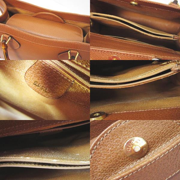 グッチ GUCCI バンブー トート バッグ ブラウン 茶 レザー 革