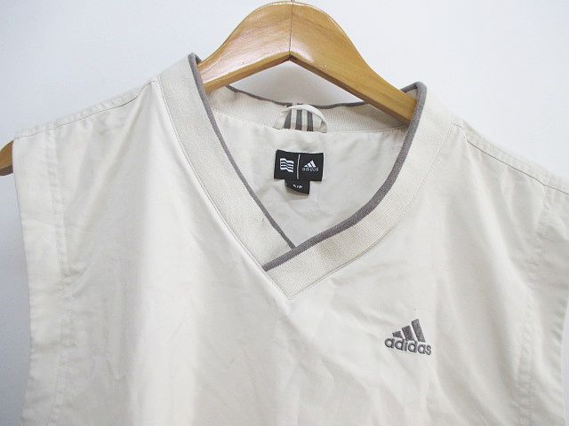 アディダス adidas ノースリーブ ナイロンベスト マーク Vネック S 