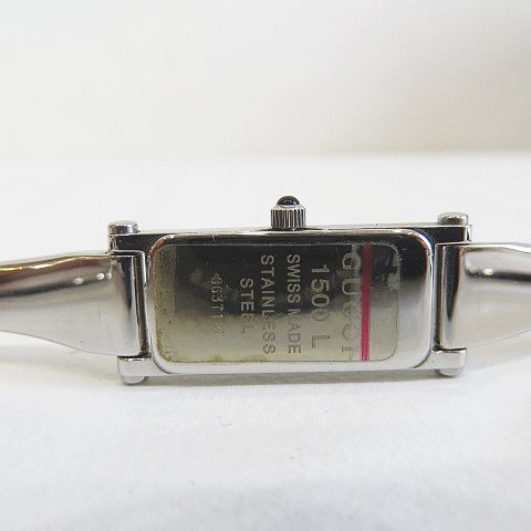 グッチ GUCCI バングルウォッチ 1500L クォーツ 黒文字盤 シルバー SS