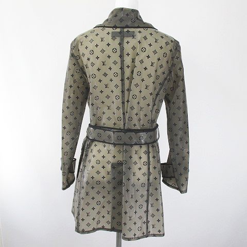 ルイヴィトン LOUIS VUITTON モノグラム柄 レインコート ダブル 36 灰 