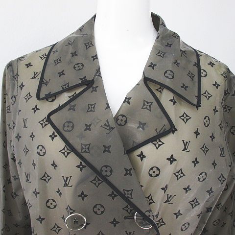 ルイヴィトン LOUIS VUITTON モノグラム柄 レインコート ダブル 36 灰 
