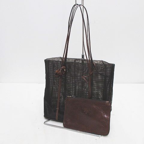 プラダ PRADA トートバッグ ハンド メッシュ シースルー フラワー  