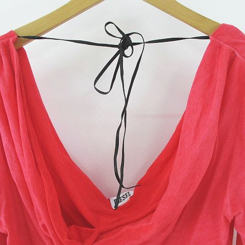 ディーゼル DIESEL 長袖 カットソー S 赤系 レッド 紐 綿 コットン