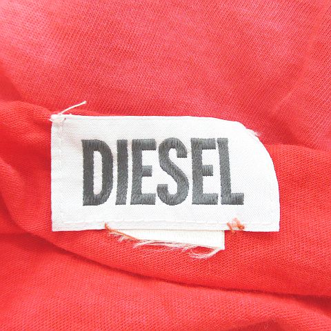 ディーゼル DIESEL 長袖 カットソー S 赤系 レッド 紐 綿 コットン