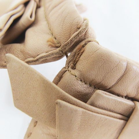 未使用品 プラダ PRADA リボン ロゴ ラムスキン シルク 革手袋