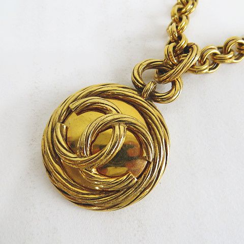 シャネル CHANEL ネックレス 93P ココマーク CC ゴールドカラー 鏡 